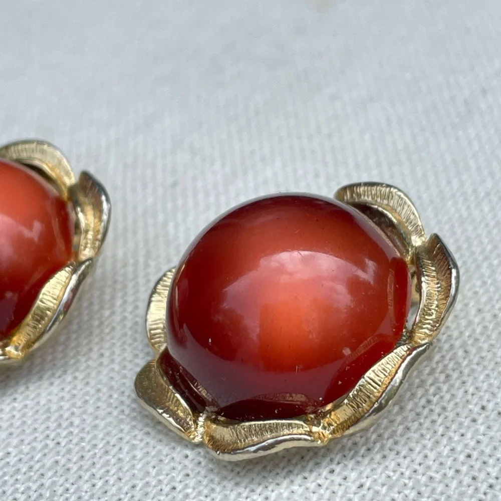 Vintage red moonglow lucite earrings